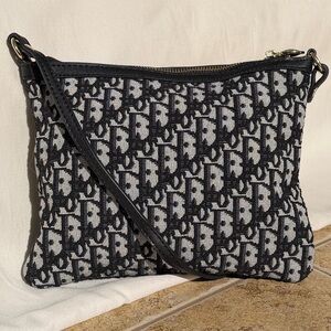 DIOR S T Y L E Pochette Black & Gray Monogram Patterned Women's Shoulder Bag
